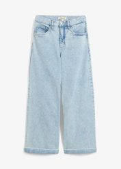 Dżinsy Wide Leg, high waist, cropped. Niebieskie jeansy bonprix, bez wzorów, z podwyższonym stanem. Za 59.99 zł.