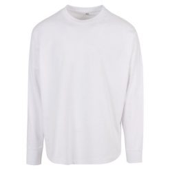 T-shirt Unisex Dla Dorosłych Oversized Z Długim Rękawem. Białe t-shirty BUILD YOUR BRAND, xs, bez wzorów, bez kołnierzyka, bez ramiączek. Za 99.99 zł.