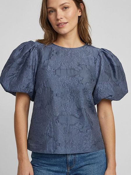 MOSS COPENHAGEN Bluzka "Orkidea" w kolorze granatowym rozmiar: XS. Niebieskie bluzki Moss Copenhagen, xs, bez wzorów, bez kołnierzyka, bez ramiączek. Za 169.95 zł.