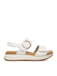 Remonte Sandały CEO-D1J63-80 Biały. Białe sandały Remonte, bez wzorów, ze skóry, bez obcasa, na płaskiej podeszwie, bez zapięcia. Za 369.99 zł.