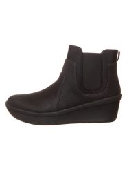 Clarks Botki "Rose sun" w kolorze czarnym rozmiar: 39,5. Czarne botki Clarks, bez wzorów, bez obcasa, na koturnie, bez zapięcia. Za 158.47 zł.