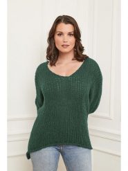 Curvy Lady Sweter w kolorze ciemnozielonym rozmiar: 48/50. Zielone swetry Curvy Lady, bez wzorów, ze splotem, bez ramiączek. Za 114.98 zł.