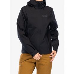 Kurtka przeciwdeszczowa damska Marmot PreCip Eco Pro Jacket. Czarne kurtki sportowe Marmot, xl, bez wzorów, bez kaptura, trekkingowe. Za 576.99 zł.