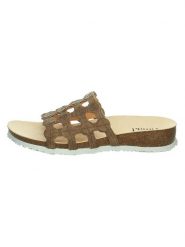 Think! Skórzane klapki "Julia" w kolorze brązowym rozmiar: 36. Brązowe klapki Think!, bez wzorów, z otwartym noskiem, bez obcasa, na koturnie. Za 196.70 zł.