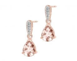 Kolczyki z różowego złota z diamentami i morganitami - próba 585. Czerwone kolczyki Apart, z diamentem, złote. Za 4,390.00 zł.