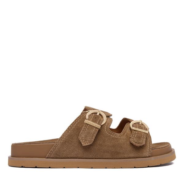 Klapki Gant. Brązowe klapki GANT, bez wzorów, bez obcasa. Za 250.99 zł.