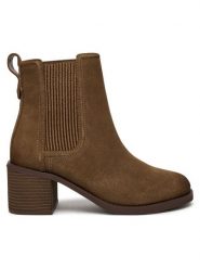 Clarks Botki Chamberly Top 26178832 Brązowy. Brązowe botki Clarks, bez wzorów, ze skóry, bez obcasa, na słupku, bez zapięcia. Za 679.99 zł.