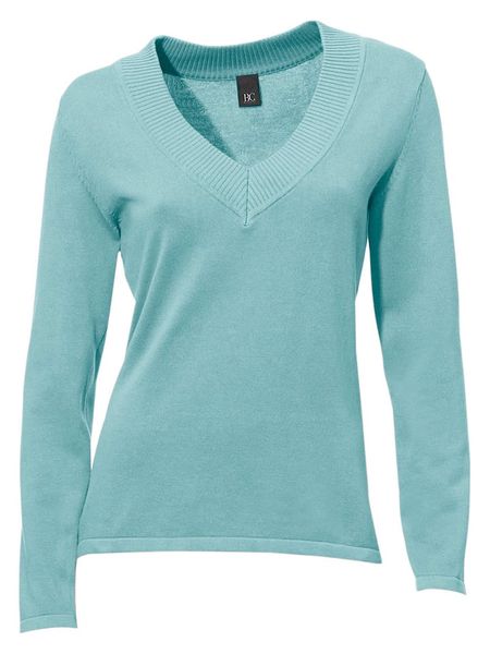 Heine Sweter w kolorze turkusowym rozmiar: 50. Niebieskie swetry Heine, bez wzorów, z bawełny, bez ramiączek. Za 68.95 zł.
