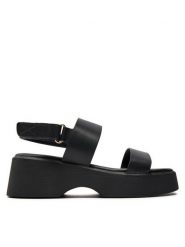 Aldo Sandały Thilda 13734051 Czarny. Czarne sandały Aldo, bez wzorów, ze skóry, bez obcasa, na koturnie, bez zapięcia. Za 209.99 zł.