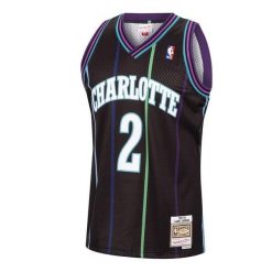 Koszulka NBA Charlotte Hornets Larry Johnson. Czarne bluzki Mitchell & Ness, bez wzorów, sportowe, bez kołnierzyka, bez ramiączek. Za 494.00 zł.