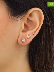 Miu Silver Pozłacane kolczyki-wkrętki (3 szt.) z cyrkoniami rozmiar: onesize. Szare kolczyki Miu Silver, z cyrkonią, pozłacane. Za 82.99 zł.