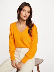 Morgan Sweter 241-MOLLI Pomarańczowy Regular Fit. Brązowe swetry Morgan, xs, bez wzorów, z bawełny, bez ramiączek. Za 129.99 zł.