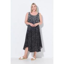 Damskie Sukienka midi cieniowanie w panterkę okrągły dekolt bez rękawów. Czarne sukienki Ulla Popken, plus size, bez wzorów, z materiału, sportowe, bez kołnierzyka, plus size, bez ramiączek, midi, sportowe. Za 279.99 zł.