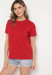 Bordowy Klasyczny T-shirt Oversize z Bawełny Zivassa. Czerwone t-shirty Born2be, l, bez wzorów, z bawełny, bez kołnierzyka, bez ramiączek. Za 19.99 zł.