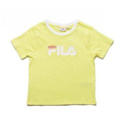 Koszulka sportowa damska Fila Salome Tee. Żółte koszulki sportowe Fila, bez wzorów, z bawełny, bez ramiączek. W wyprzedaży za 59.00 zł.