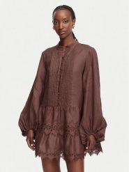 Bardot Sukienka codzienna Antonia 59849DB2 Brązowy Relaxed Fit. Brązowe sukienki Bardot, na co dzień, bez wzorów, ze lnu, bez kołnierzyka, bez ramiączek, proste. Za 1,014.00 zł.