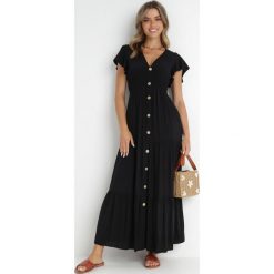 Czarna Sukienka z Wiskozy Heeny. Czarne sukienki Born2be, na co dzień, na lato, l, z aplikacjami, z wiskozy, bez kołnierzyka, bez ramiączek, maxi. Za 74.99 zł.