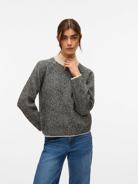 Vero Moda Sweter w kolorze beżowo-czarnym rozmiar: S. Brązowe swetry Vero Moda, s, bez wzorów, bez ramiączek. Za 91.12 zł.