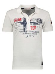Geographical Norway Koszulka polo "Kerry" w kolorze białym rozmiar: M. Białe bluzki Geographical Norway, m, z aplikacjami, z bawełny, bez kołnierzyka, bez ramiączek. Za 66.16 zł.