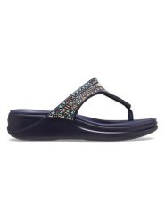 Crocs Japonki "Boca Medallion" w kolorze granatowym rozmiar: 34/35. Niebieskie klapki Crocs, bez wzorów, z otwartym noskiem, bez obcasa, na platformie. Za 70.24 zł.