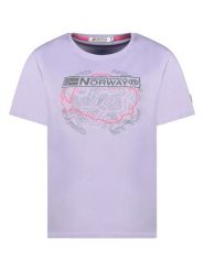 Geographical Norway Koszulka w kolorze fioletowym rozmiar: L. Różowe bluzki Geographical Norway, l, bez wzorów, z bawełny, bez kołnierzyka, bez ramiączek. Za 57.20 zł.