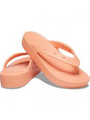 Crocs Japonki w kolorze pomarańczowym rozmiar: 34/35. Pomarańczowe klapki Crocs, bez wzorów, z otwartym noskiem, bez obcasa. Za 114.45 zł.