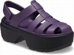 Sandały Dla Kobiet Crocs Stomp Fisherman Sandal. Fioletowe sandały Crocs, bez wzorów, z materiału, eleganckie, bez obcasa, na platformie, bez zapięcia. Za 230.99 zł.