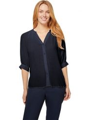 Heine Bluzka w kolorze granatowym rozmiar: 46. Niebieskie bluzki Heine, bez wzorów, z wiskozy, bez kołnierzyka, bez ramiączek. Za 74.28 zł.