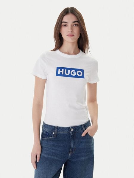 HUGO T-Shirt Classic 50510772 Biały Slim Fit. Białe t-shirty Hugo, xs, bez wzorów, z bawełny, bez kołnierzyka, bez ramiączek. Za 169.99 zł.
