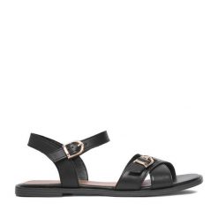Sandały Lasocki. Czarne sandały Lasocki, bez wzorów, bez obcasa, na płaskiej podeszwie, bez zapięcia. Za 169.99 zł.