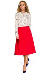 Czerwona Klasyczna Trapezowa Spódnica Midi. Czerwone spódnice MOE, l, bez wzorów, z elastanu, klasyczne, midi, trapezowe. Za 187.90 zł.