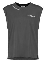 Sublevel Top w kolorze ciemnoszarym rozmiar: S. Szare topy Sublevel, s, bez wzorów, z bawełny, bez kołnierzyka, bez ramiączek. Za 43.99 zł.