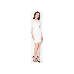 Sukienka VT081 Ecru. Brązowe sukienki Venaton, na co dzień, xl, bez wzorów, eleganckie, bez kołnierzyka, bez ramiączek, proste. Za 149.00 zł.