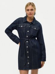 Vero Moda Sukienka jeansowa Oda 10321127 Granatowy Regular Fit. Niebieskie sukienki Vero Moda, m, bez wzorów, z bawełny, bez kołnierzyka, bez ramiączek. Za 129.99 zł.