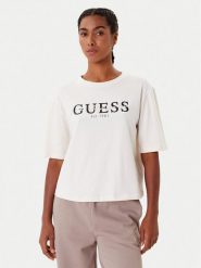 Guess T-Shirt V5YI02 I3Z14 Beżowy Boxy Fit. Brązowe t-shirty Guess, xs, z aplikacjami, z bawełny, bez kołnierzyka, bez ramiączek. Za 159.99 zł.