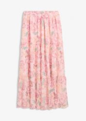 Spódnica maxi z miękkiej siateczki. Czerwone spódnice bonprix, bez wzorów, maxi. Za 149.99 zł.