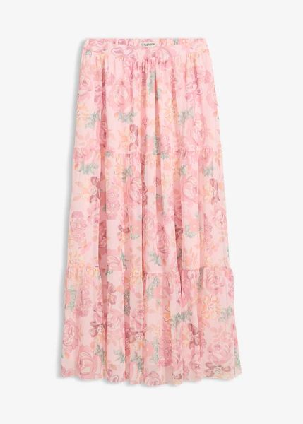 Spódnica maxi z miękkiej siateczki. Czerwone spódnice bonprix, bez wzorów, maxi. Za 149.99 zł.