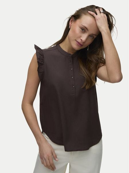 Vero Moda Bluzka Selma 10345667 Brązowy Regular Fit. Brązowe bluzki Vero Moda, s, bez wzorów, z bawełny, bez kołnierzyka, bez ramiączek. Za 139.99 zł.