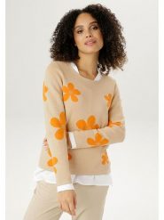 Aniston Sweter w kolorze beżowo-pomarańczowym rozmiar: 38. Brązowe swetry Aniston, bez wzorów, bez ramiączek. Za 61.60 zł.