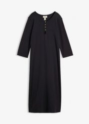Sukienka dresowa, rękawy 3/4. Szare sukienki bonprix, bez wzorów, z dresówki, bez kołnierzyka, bez ramiączek. Za 72.99 zł.