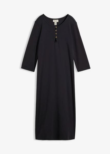 Sukienka dresowa, rękawy 3/4. Czerwone sukienki bonprix, bez wzorów, z dresówki, bez kołnierzyka, bez ramiączek. Za 72.99 zł.