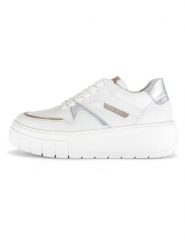 Gabor Skórzane sneakersy w kolorze srebrno-białym rozmiar: 40,5. Białe trampki Gabor, bez wzorów, bez zapięcia. Za 308.18 zł.