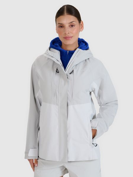 4F Kurtka trekkingowa membrana 10000 damska - szara XS. Szare kurtki sportowe 4f, m, bez wzorów, z dzianiny, bez kaptura, trekkingowe. W wyprzedaży za 299.99 zł.