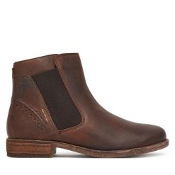 Botki Josef Seibel. Brązowe botki Josef Seibel, bez wzorów, bez obcasa, na płaskiej podeszwie, bez zapięcia. Za 519.99 zł.
