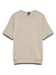 Vero Moda Koszulka w kolorze beżowym rozmiar: XS. Brązowe bluzki Vero Moda, xs, bez wzorów, bez kołnierzyka, bez ramiączek. Za 86.95 zł.