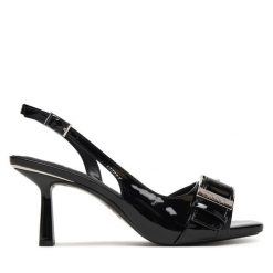 Sandały DKNY. Czarne sandały DKNY, bez wzorów, bez obcasa, na szpilce, bez zapięcia. Za 619.99 zł.