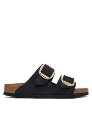 Birkenstock Klapki Arizona Big Buckle 1032881 Czarny. Czarne klapki Birkenstock, bez wzorów, ze skóry, bez obcasa. Za 539.99 zł.