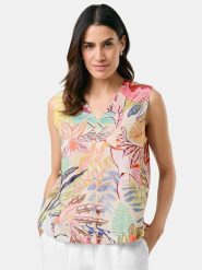 Gerry Weber Lniana bluzka ze wzorem rozmiar: 36. Bluzki Gerry Weber, bez wzorów, ze lnu, bez kołnierzyka, bez ramiączek. Za 168.45 zł.