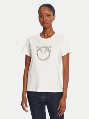 PINKO T-Shirt Quentin 100535 A2RN Biały Regular Fit. Białe t-shirty Pinko, s, bez wzorów, z bawełny, bez kołnierzyka, bez ramiączek. Za 749.99 zł.