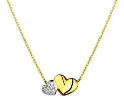 Naszyjnik z żółtego złota z diamentami - serca - 0,03 ct - próba 375. Żółte naszyjniki Apart, z diamentem, złote. Za 1,129.00 zł.